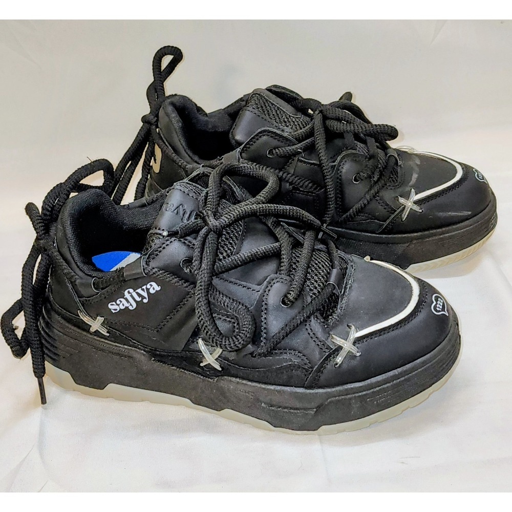 Safiya Women's Skateboard Sneakers  Black EU 41 (US 10-10.5) Front And Back Lace